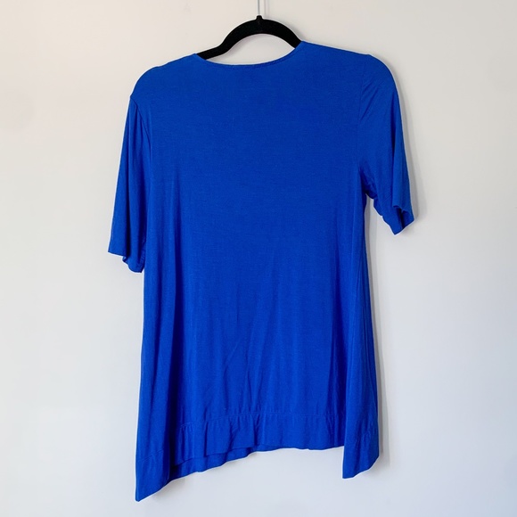 Soma Royal Blue V Neck Shark Bite Hem Short Sleeve T-Shirt - Picture 4 of 4